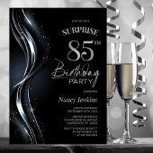 Invitation Surprise Black Silver 85e fête d'anniversaire