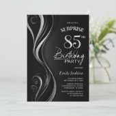 Invitation Surprise Black Silver 85e fête d'anniversaire (Debout devant)