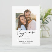 Invitation Surprise Black & White 3 Photo Engagement Party (Debout devant)