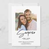 Invitation Surprise Black & White 4 Photo Engagement Party (Devant)