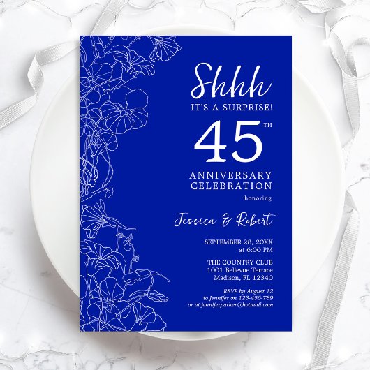 Invitation Surprise blanc saphir 45e anniversaire