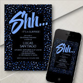 Invitation Surprise Blue Hommes Confetti Anniversaire