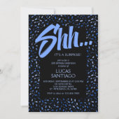 Invitation Surprise Blue Hommes Confetti Anniversaire (Devant)