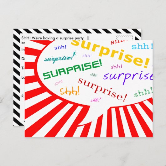 invitation surprise : bulle comique de discours (Devant / Derrière)