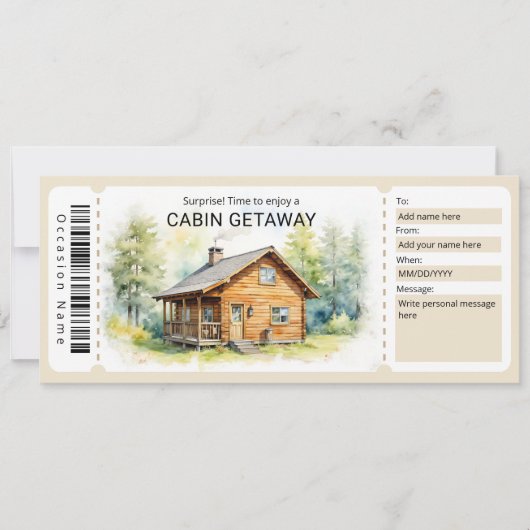 Invitation Surprise Cabin Trip Ticket  (Devant)