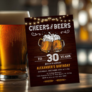 Invitation Surprise Cheers and Beers 30e anniversaire