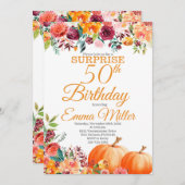 Invitation Surprise Citrouilles automne 50e anniversaire (Devant / Derrière)
