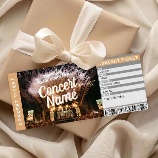 Invitation Surprise Concert Gift Ticket Music Event Card