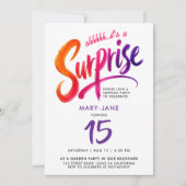 Invitation Surprise Couleurs Modernes 15e Anniversaire Script (Devant)