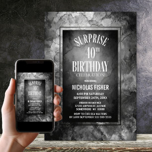 Invitation Surprise d'anniversaire 40 ans en pierre d'ardoise