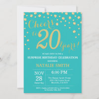 Surprise de 20e anniversaire Teal et Or Diamant