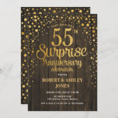 Invitation Surprise de 55e anniversaire de mariage - Bois & O (Devant / Derrière)
