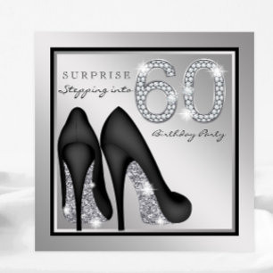 Invitation Surprise de 60 ans pour femme Argent