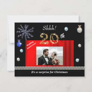 Invitation Surprise de Noël en or 20e anniversaire de mariage
