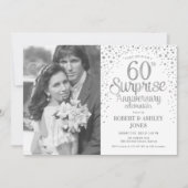 Invitation Surprise de photo 60e anniversaire - Argent blanc (Devant)
