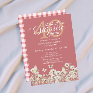 Invitation Surprise des 40 ans de la femme en fleurs blanches