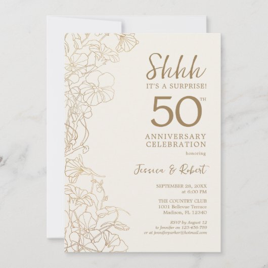 Invitation Surprise d'or 50e anniversaire (Devant)