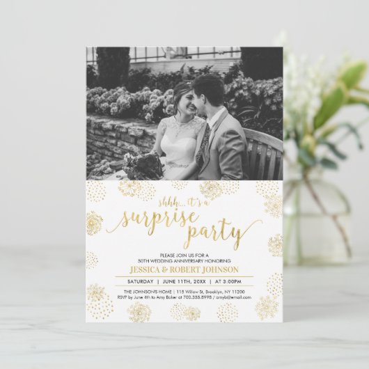 Invitation Surprise d'or 50e anniversaire de mariage (Debout devant)
