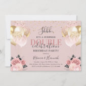 Invitation Surprise Double Anniversaire Fille Chic (Devant)
