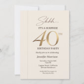 Invitation Surprise Élégant 40e Anniversaire (Devant)