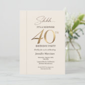 Invitation Surprise Élégant 40e Anniversaire (Debout devant)