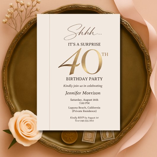 Invitation Surprise Élégant 40e Anniversaire