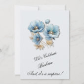 Invitation SURPRISE Elegant Blue Floral 100th Birthday (Dos)