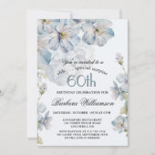 Invitation SURPRISE Elegant Blue Floral 60th Birthday (Devant)