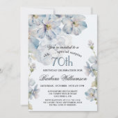 Invitation SURPRISE Elegant Blue Floral 70th Birthday  (Devant)