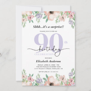 Invitation Surprise élégant floral pastel pour une fête d'ann