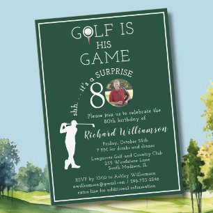 Invitation SURPRISE Élégant Photo de golf pour homme 80e Anni