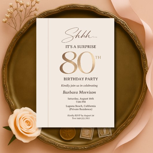 Invitation Surprise Élégant pour les 80 ans