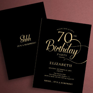 Invitation Surprise élégante de 70 ans d'anniversaire en or n