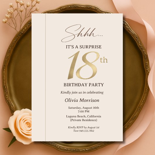 Invitation Surprise Élégante pour les 18 Ans