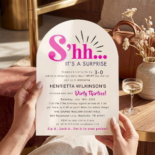Invitation surprise en arche rose gras pour trenti