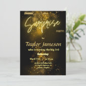 Invitation surprise en noir et poussière d'or avec (Debout devant)