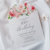 Invitation SURPRISE FÊTE 100e anniversaire Elegant rose Peony