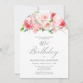 Invitation SURPRISE FÊTE 40e anniversaire Elegant rose Peony (Devant)