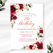 Invitation SURPRISE FÊTE 75e anniversaire Floral rose rouge