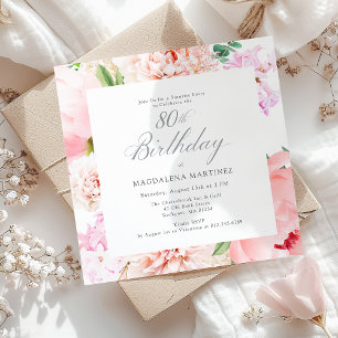 Invitation SURPRISE FÊTE 80e anniversaire Carré rose