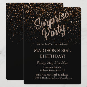 Invitation Surprise fête Anniversaire Gold Parties scintillan