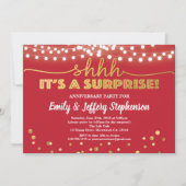 Invitation Surprise fête anniversaire ruby rouge & or (Devant)