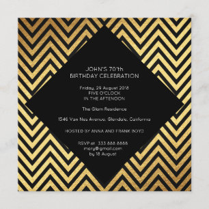 Invitation Surprise fête d'anniversaire Art Déco Or géométriq