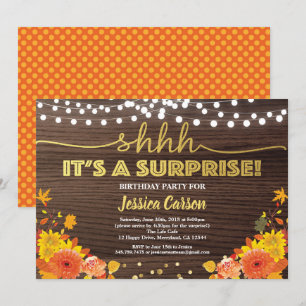 Invitation Surprise fête d'anniversaire automne bois rustique