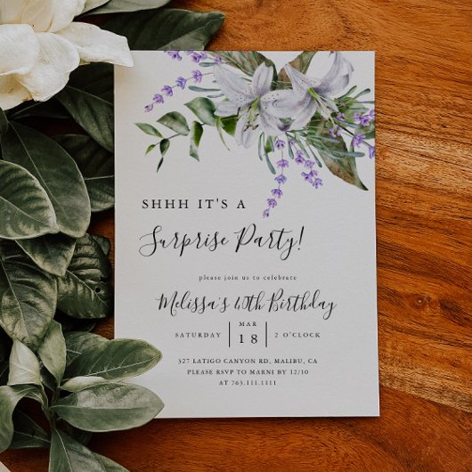Invitation Surprise fête d'anniversaire Blanc Floral Invitati