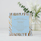 Invitation Surprise fête d'anniversaire Blue Gold Zebra (Debout devant)