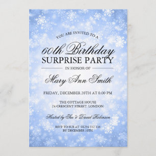 Invitation Surprise fête d'anniversaire Blue Winter Wonderlan