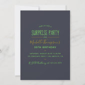 Invitation Surprise fête d'anniversaire confetti vert et or (Dos)