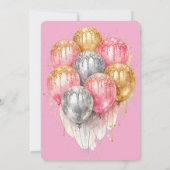 Invitation Surprise fête d'anniversaire en rose, argent et or (Dos)