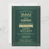 Invitation Surprise fête d'anniversaire Shhh! Élégant Vert &  (Devant)